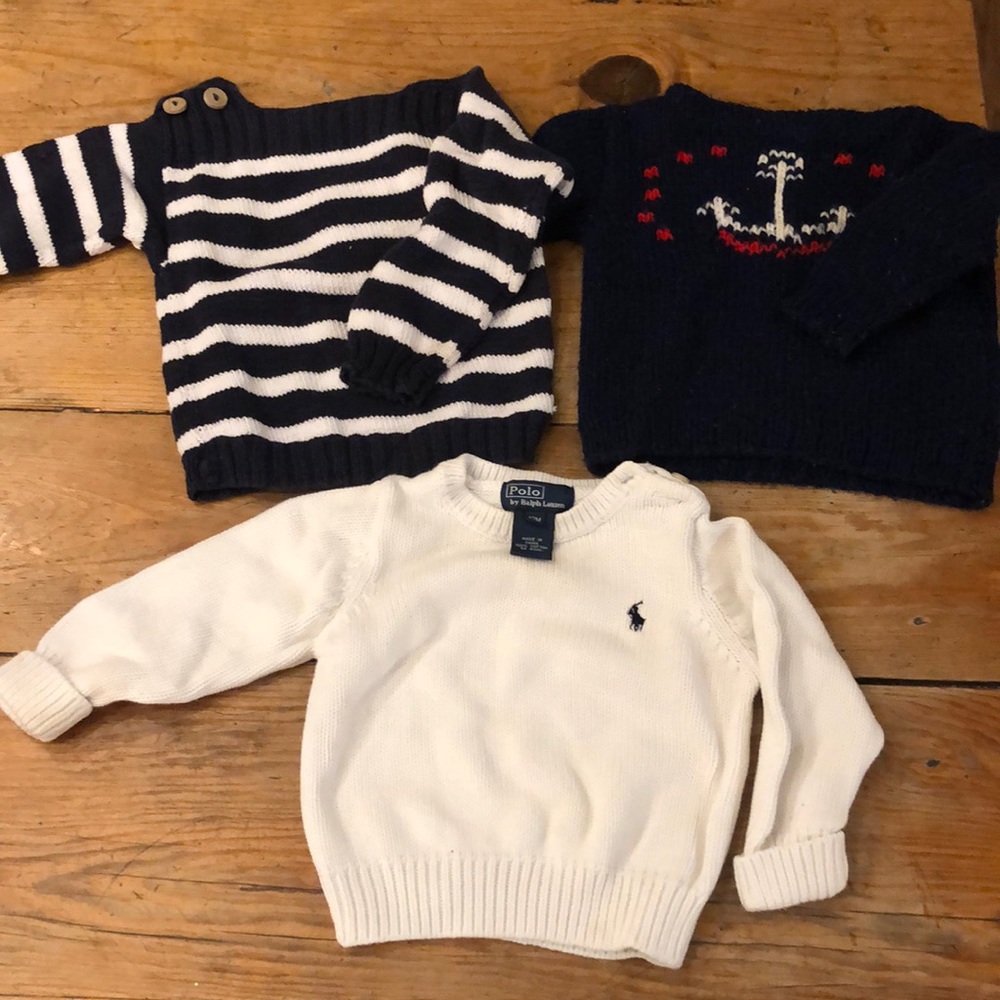 Lot of 3 Preppy Nautical Baby Sweaters